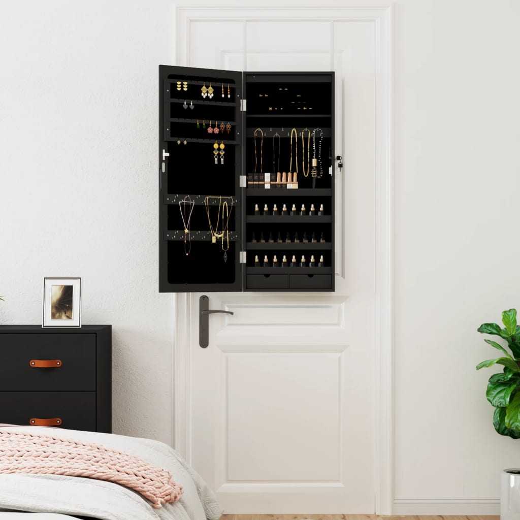 Spiegel-Schmuckschrank mit LED-Beleuchtung Wandmontage Weiß