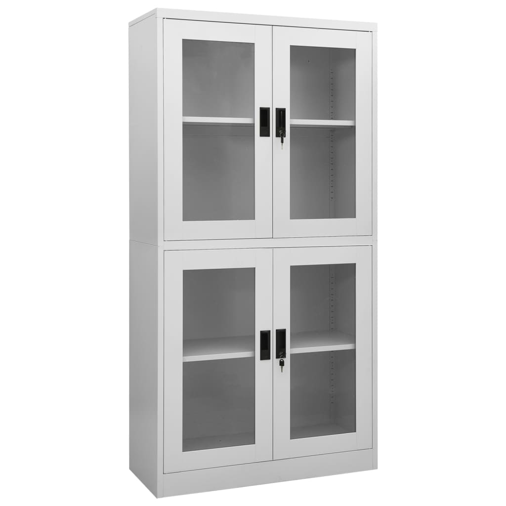 Büroschrank Weiß 90x40x180 cm Stahl und Hartglas