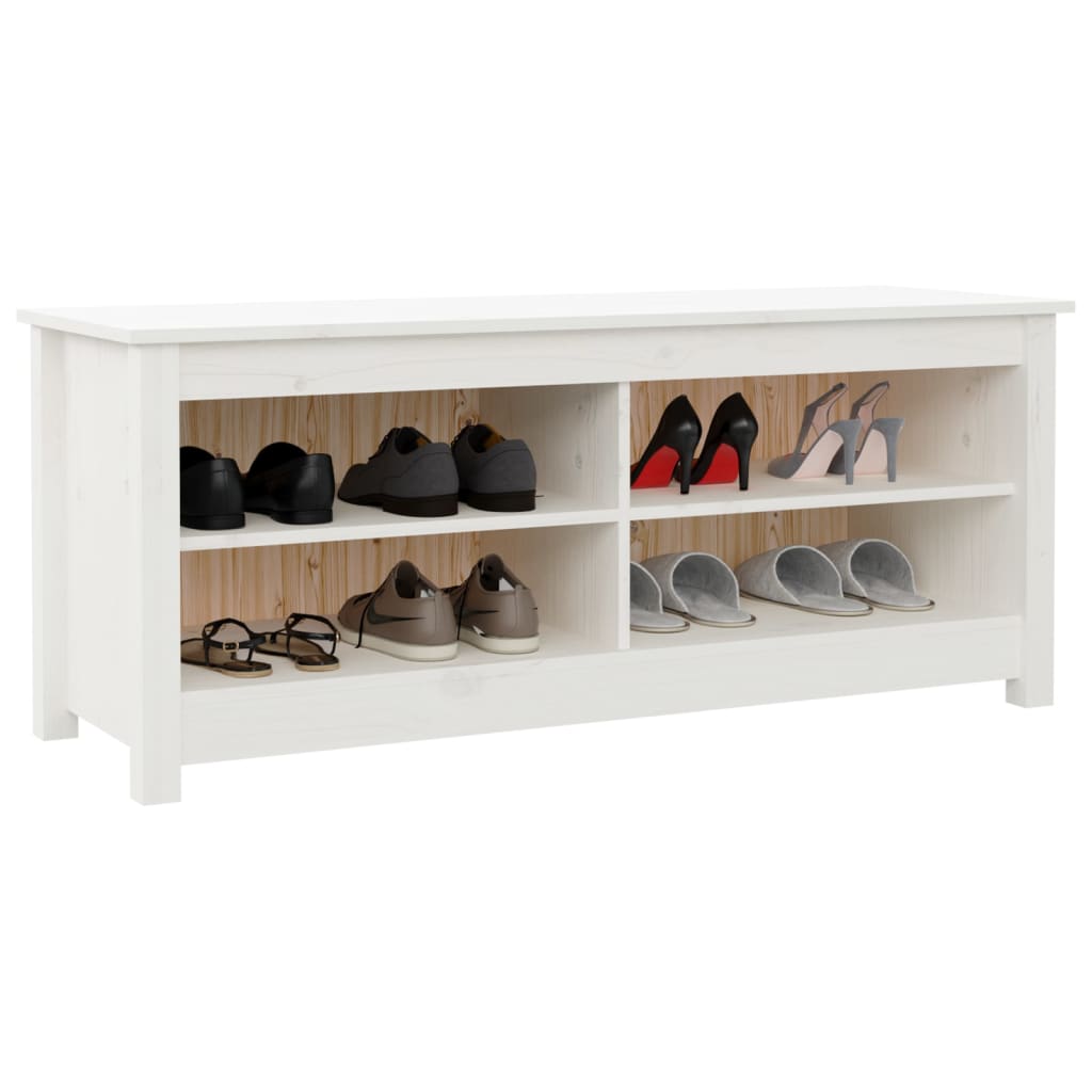 Schuhbank Weiß 70x38x45,5 cm Massivholz Kiefer