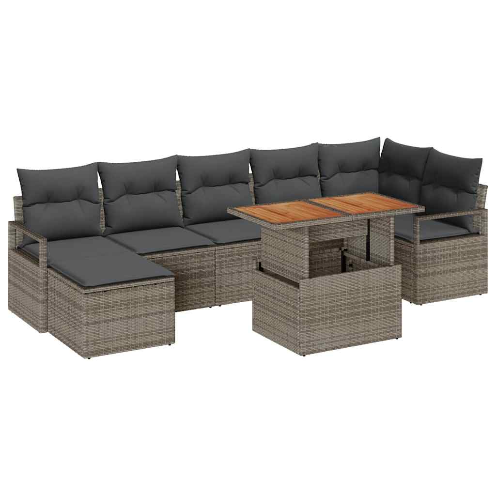 Garten Essgruppe mit Kissen 8 pcs Schwarz und Creme