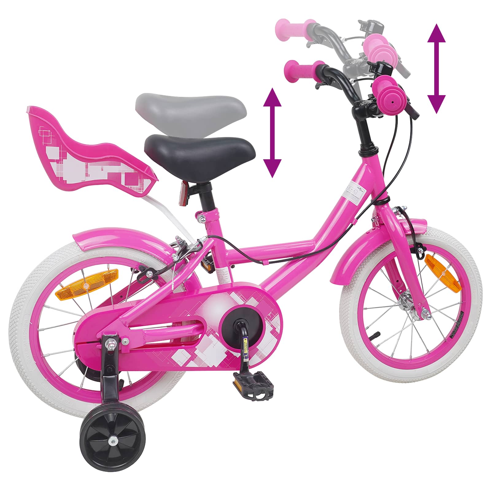 Kinderfahrrad 12 Zoll für 2-4 Jahre alt Hellrosa