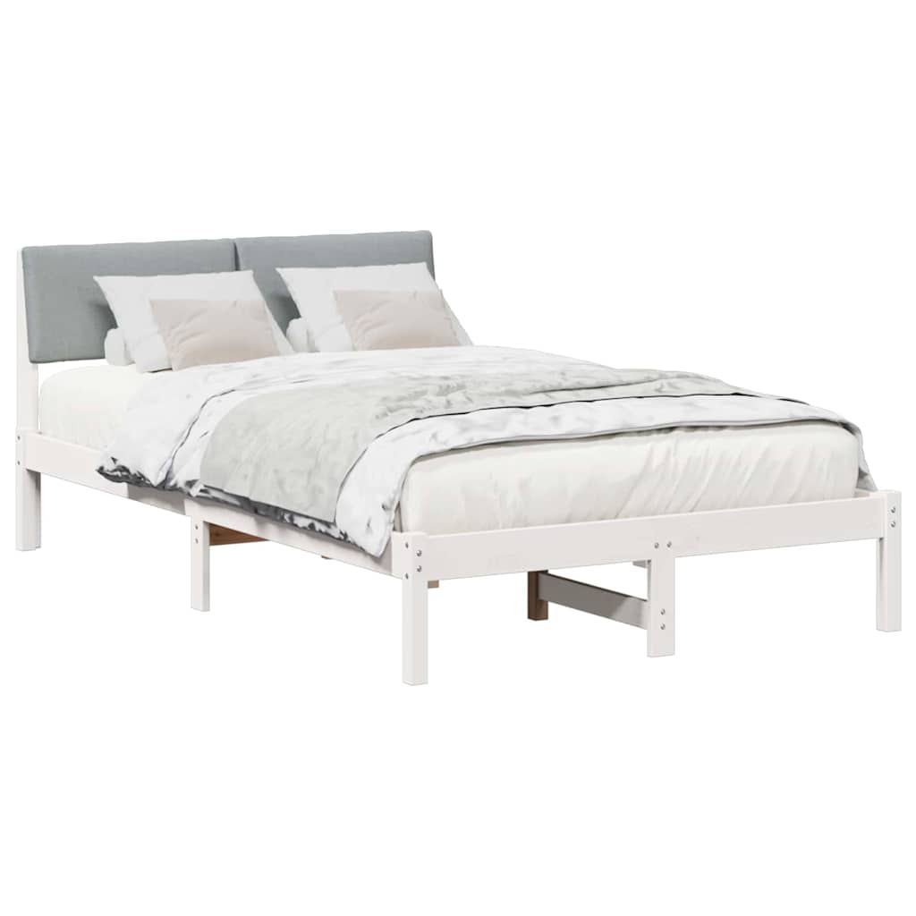 Bettgestell Braun und hellgrau 200 x 200 cm Massivholz Kiefer