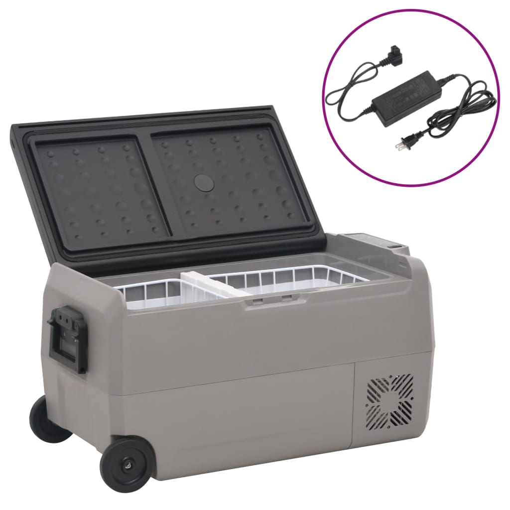 Kühlbox mit Rollen und Griff Schwarz & Grau 36 L PP & PE
