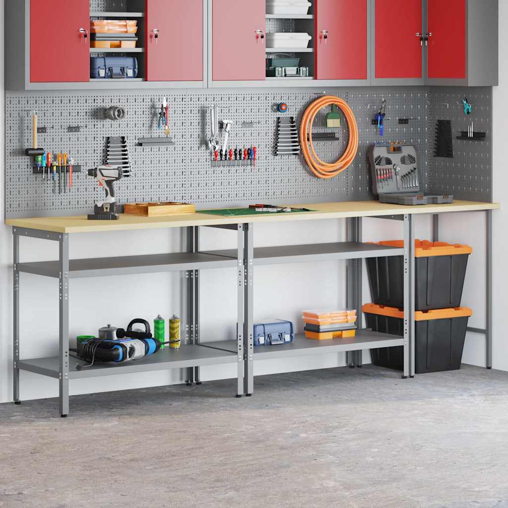 Werkbank-Set mit Schubladen 2 pcs Rot und Grau 200 x 55 x 85 cm