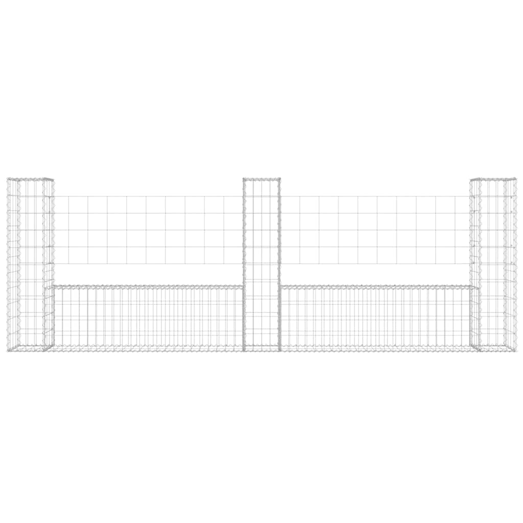 Gabionenkorb U-Form mit 2 Säulen Eisen 140x20x150 cm