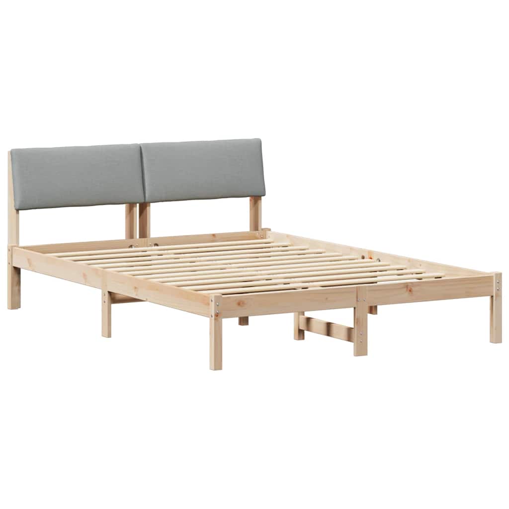 Bettgestell Braun und hellgrau 200 x 200 cm Massivholz Kiefer