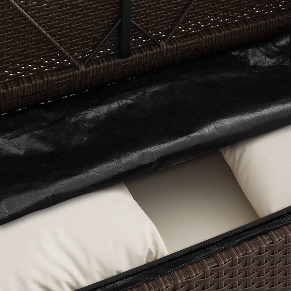 Gartenbank mit Kissen Schwarz Poly Rattan