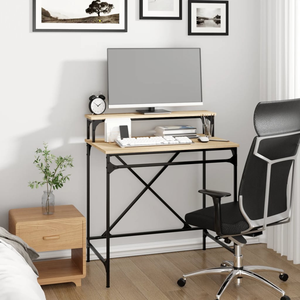 Schreibtisch Sonoma-Eiche 100x50x90 cm Holzwerkstoff und Eisen