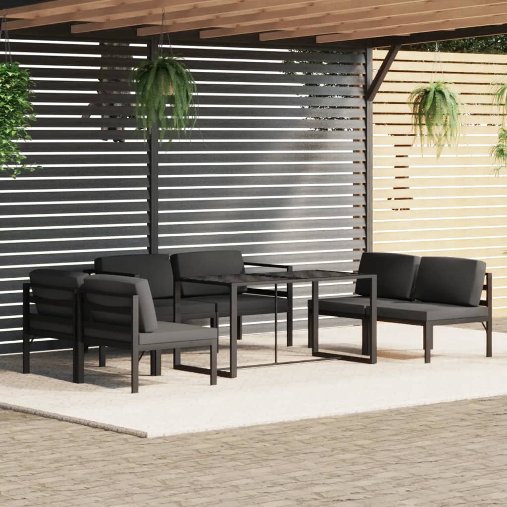 10-tlg. Garten-Lounge-Set mit Kissen Aluminium Anthrazit