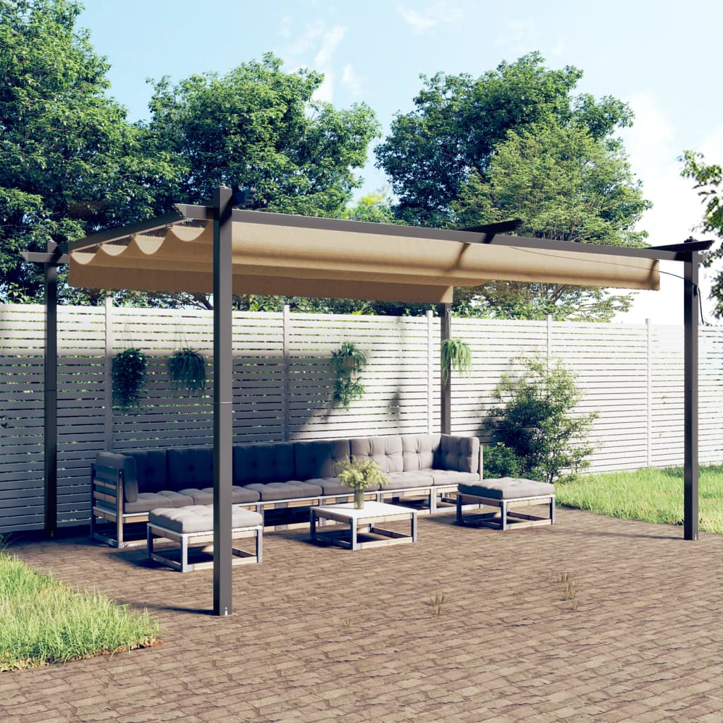 Pavillon mit Ausziehbarem Dach 3x3 m Creme