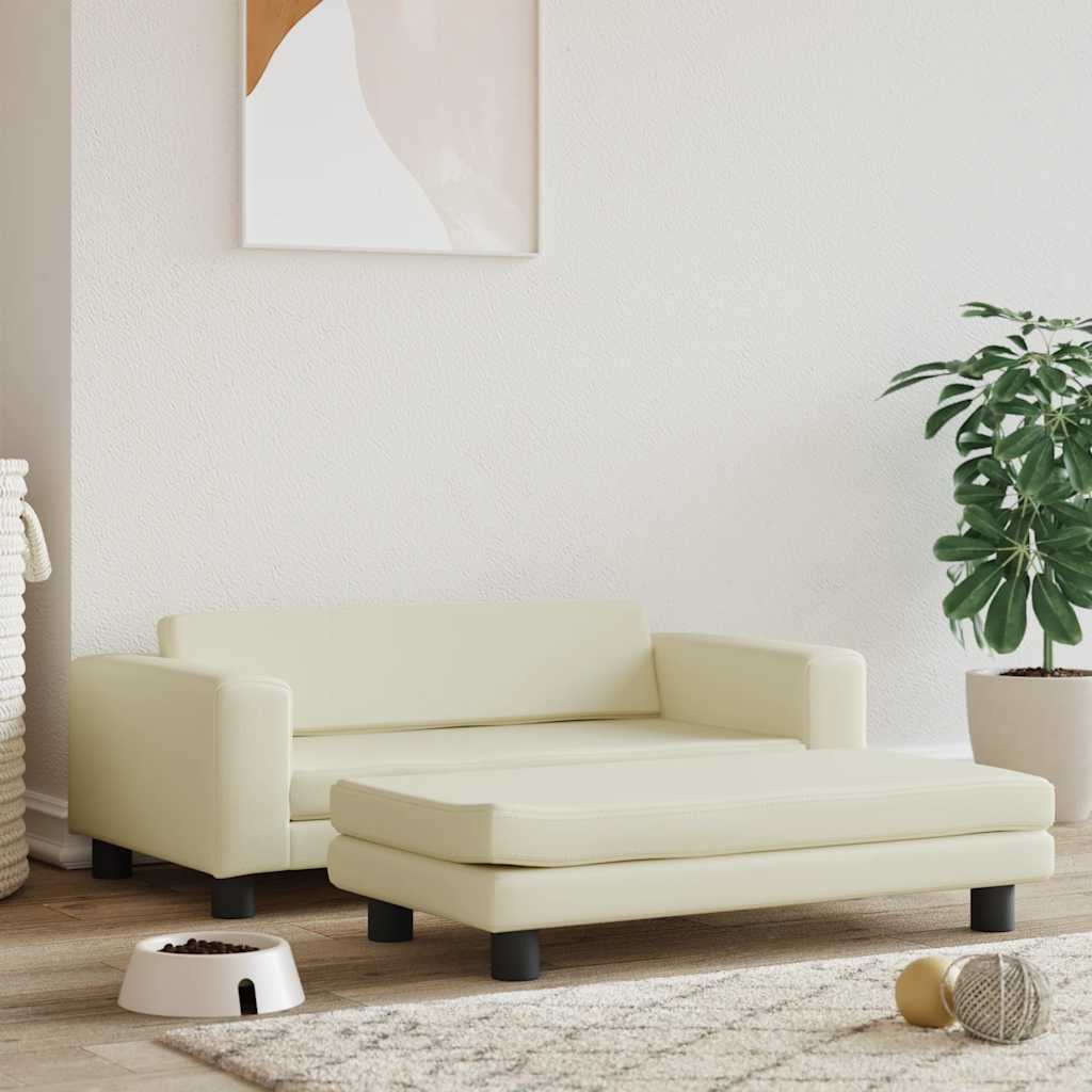 Hundebett mit Verlängerung Creme 100x50x30 cm Samt