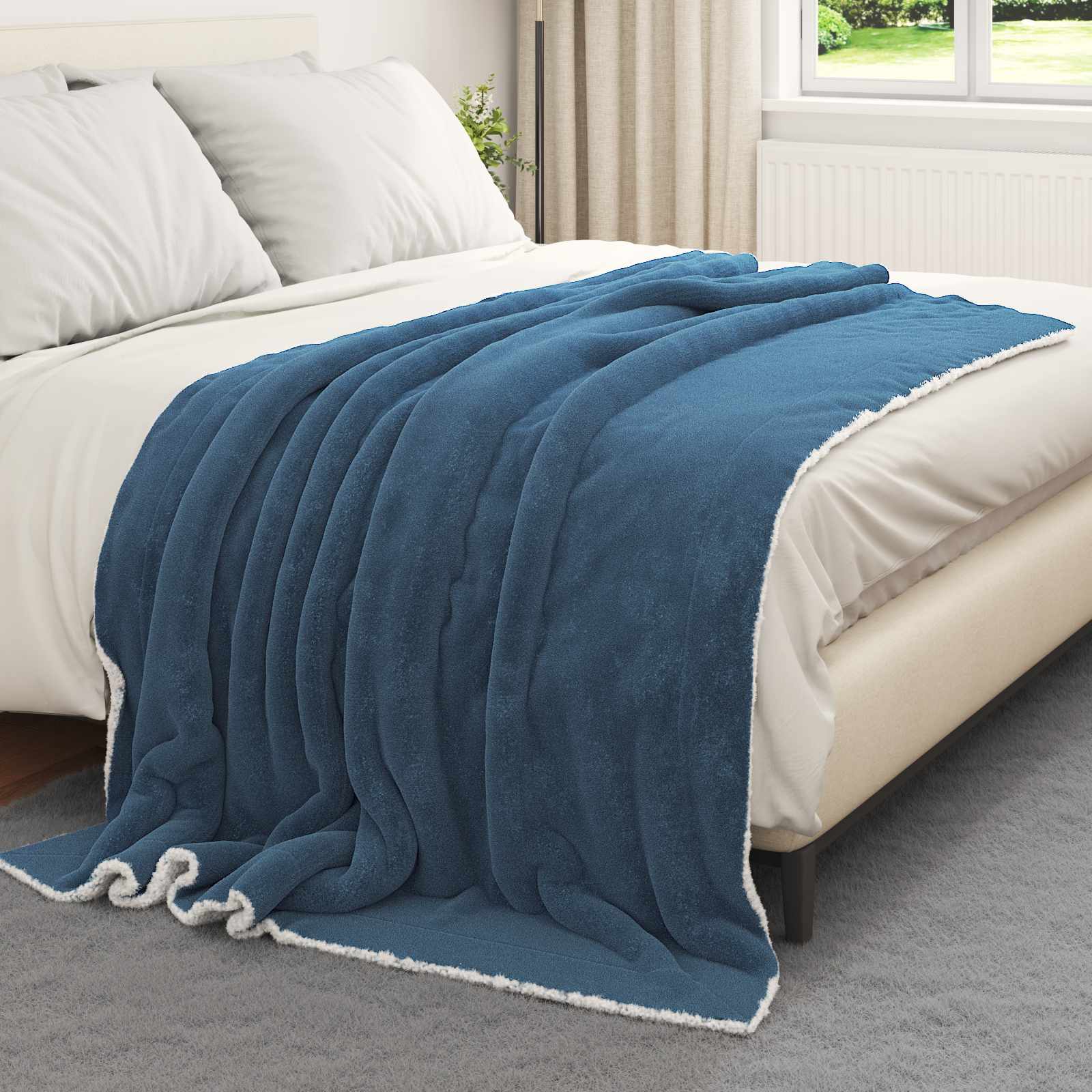 Überwurfdecke Beige 130 x 150 cm Fleece