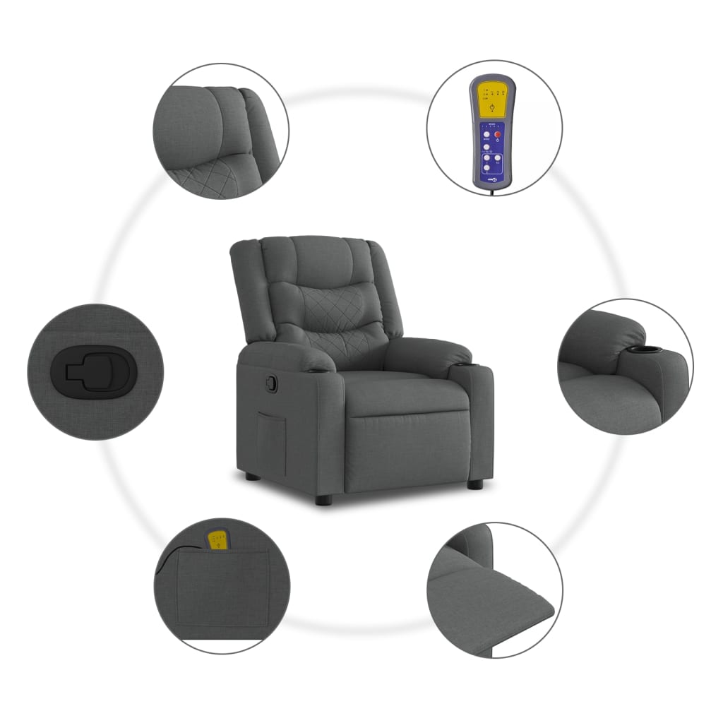Massage-Relaxsessel Hellgrau Stoff