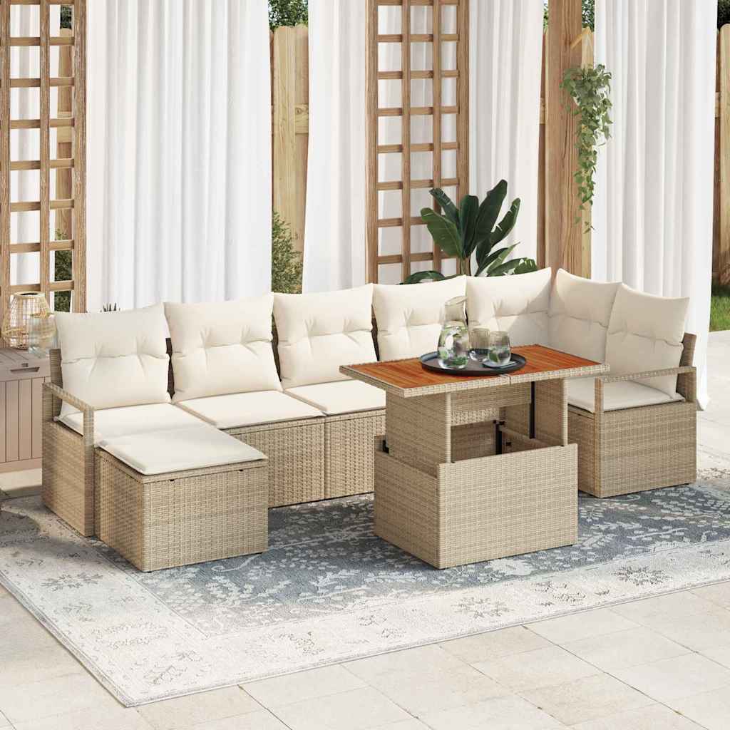 Garten Essgruppe mit Kissen 8 pcs Schwarz und Creme
