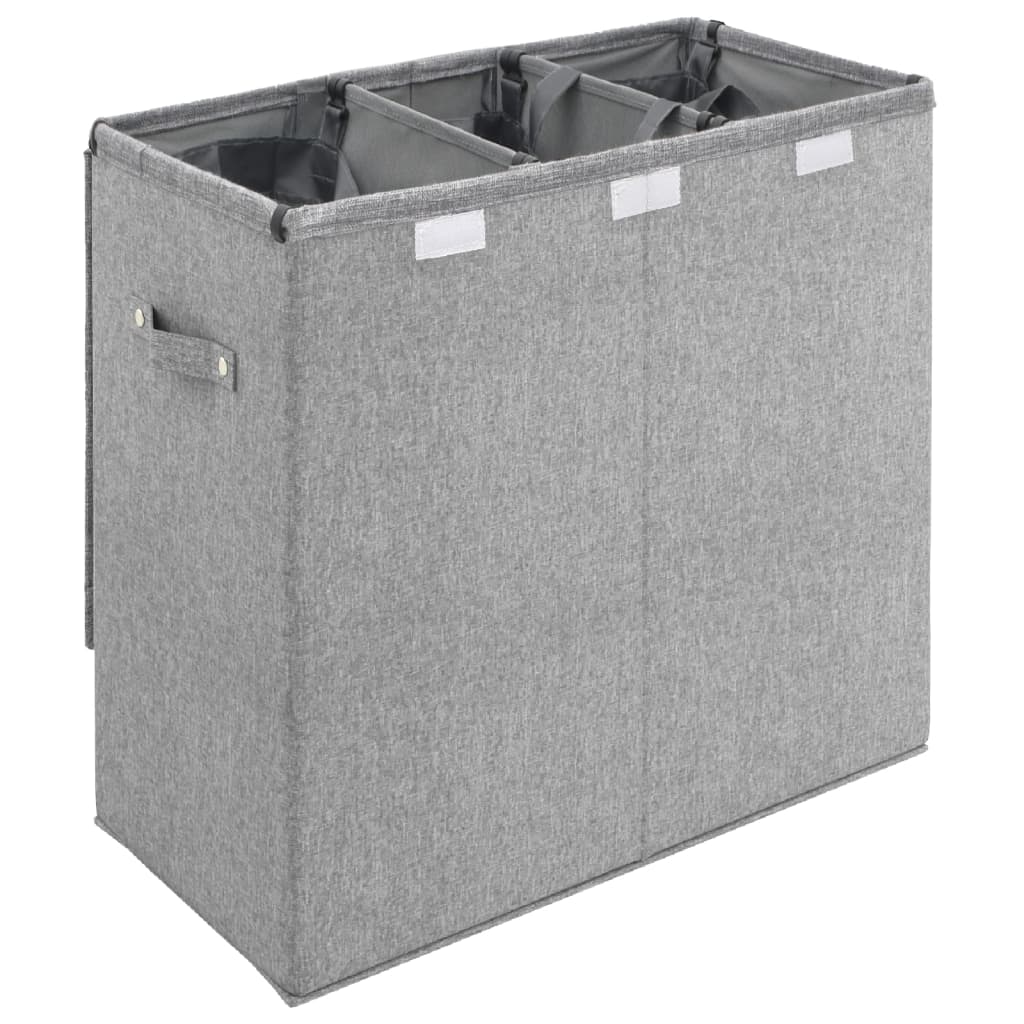 Faltbarer Wäschekorb Grau 26 x 34,5 x 59,5cm Leinenimitat Stoff