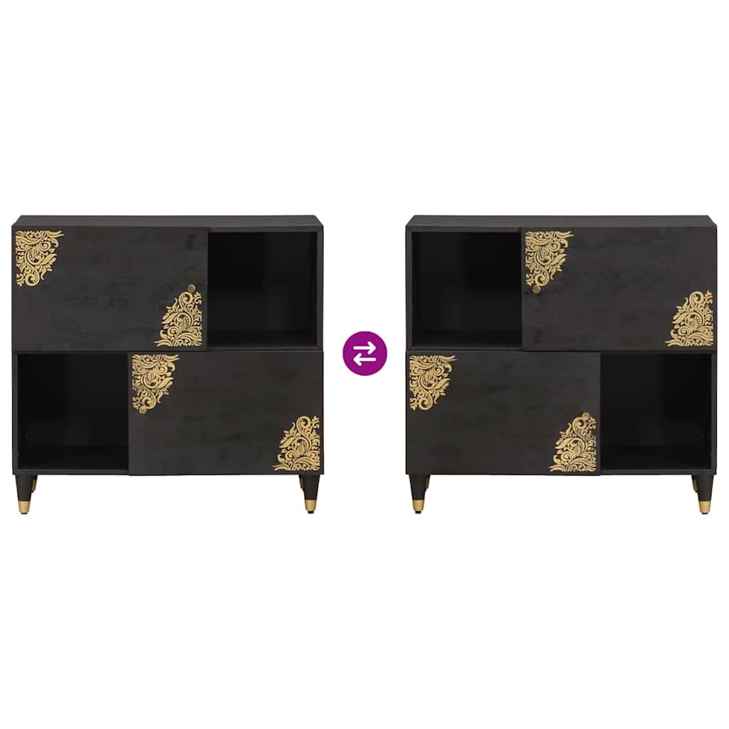 Sideboard mit Regal Braun 80 x 33 x 75 cm Massivholz Mango