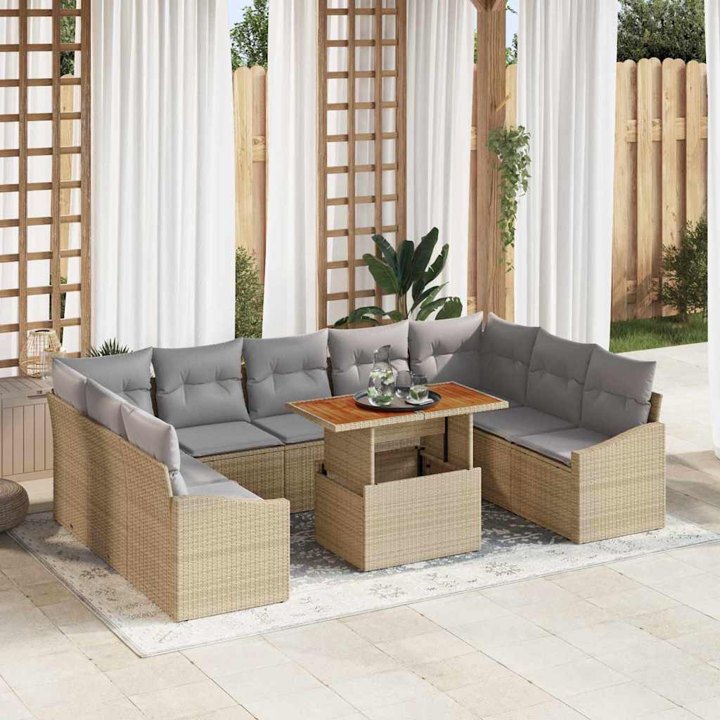 Garten Essgruppe mit Kissen 10 pcs Schwarz und Creme