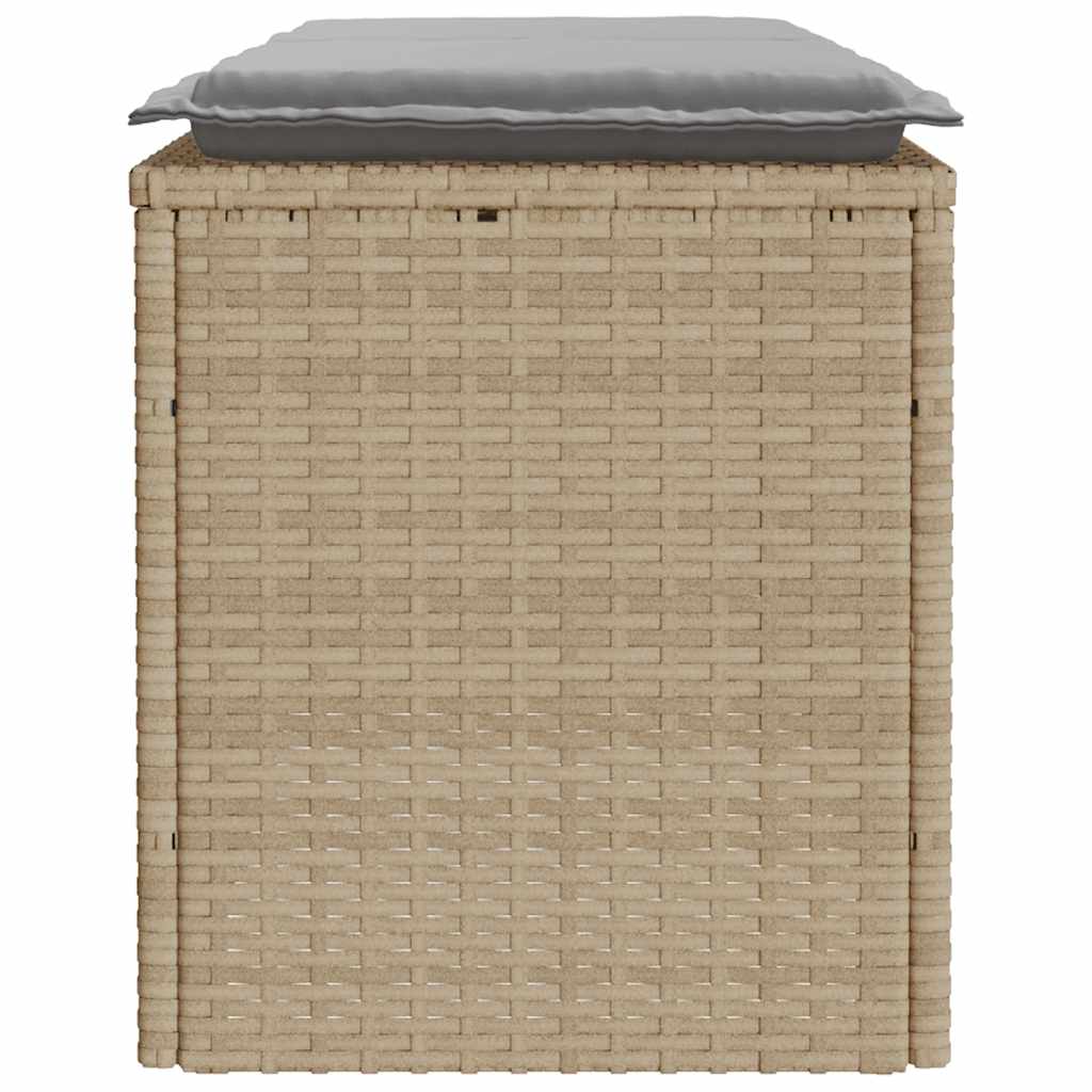 Gartenbank mit Kissen Schwarz 110x40x44 cm Poly Rattan