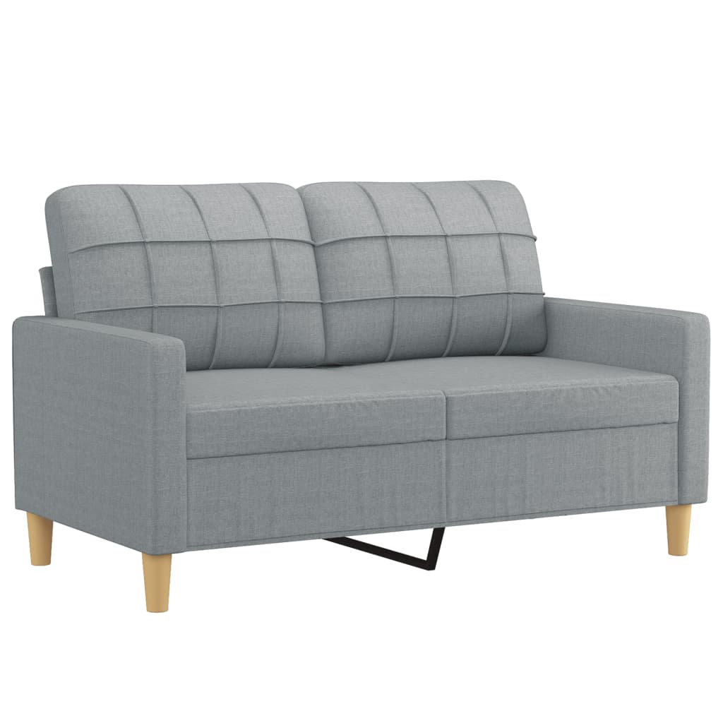 3-tlg. Sofagarnitur mit Kissen Braun Stoff