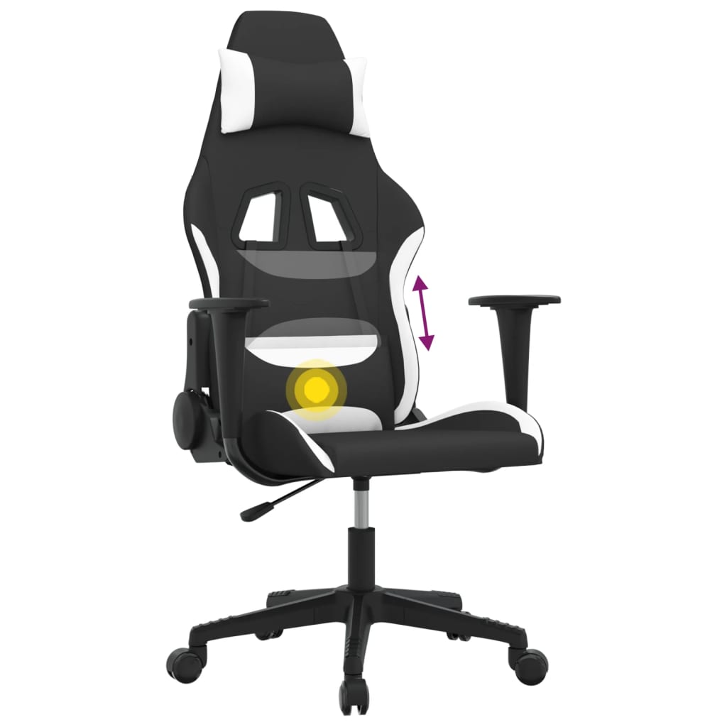 Gaming-Stuhl mit Massagefunktion Schwarz und Creme Stoff