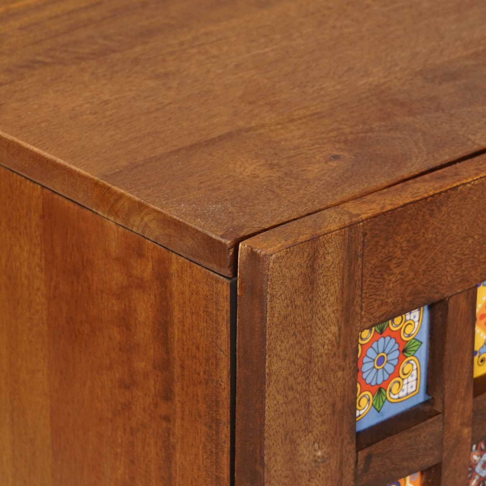 Sideboard mit Regal Walnuss 90 x 33,5 x 75 cm Massivholz Mango