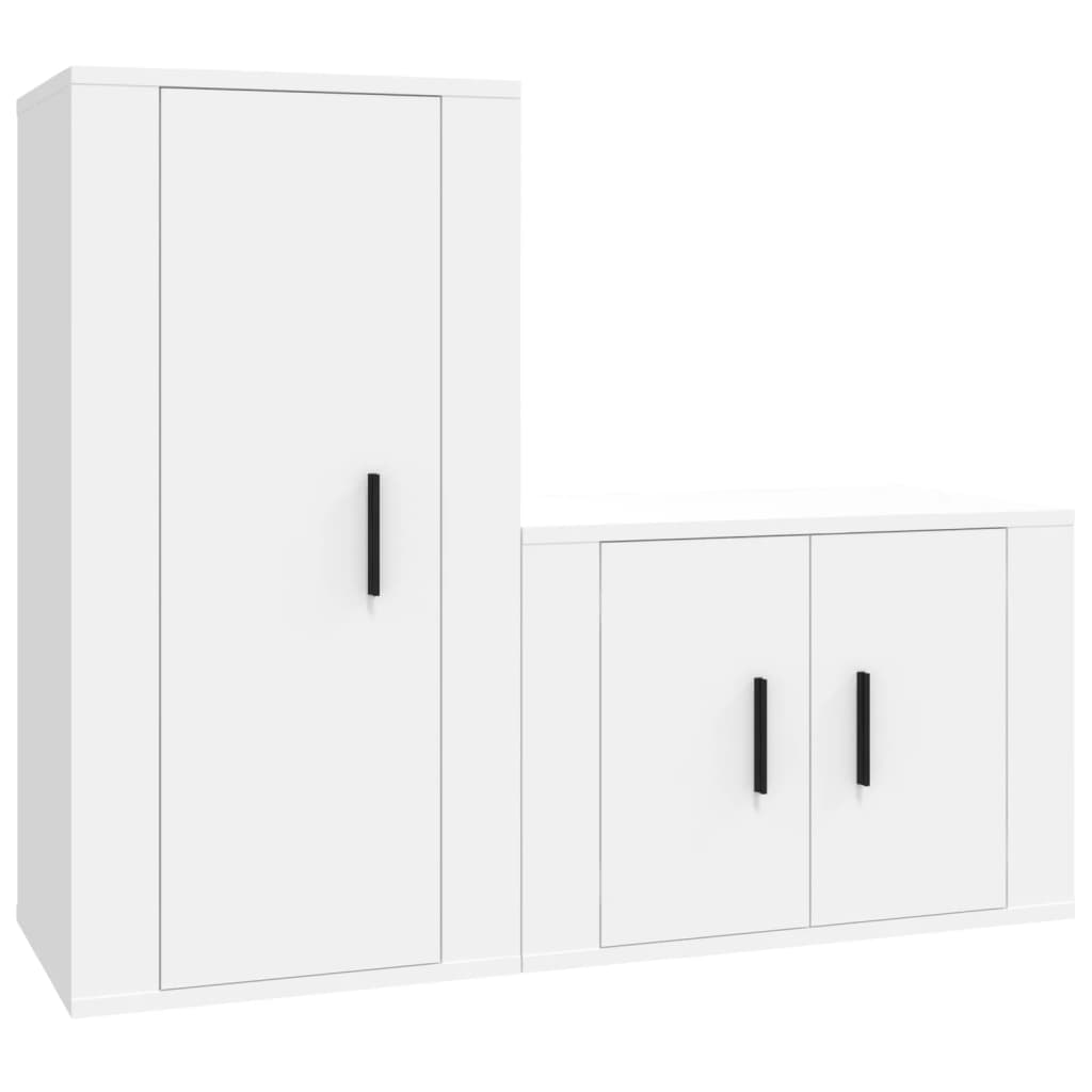 2-tlg. TV-Schrank-Set Weiß Holzwerkstoff