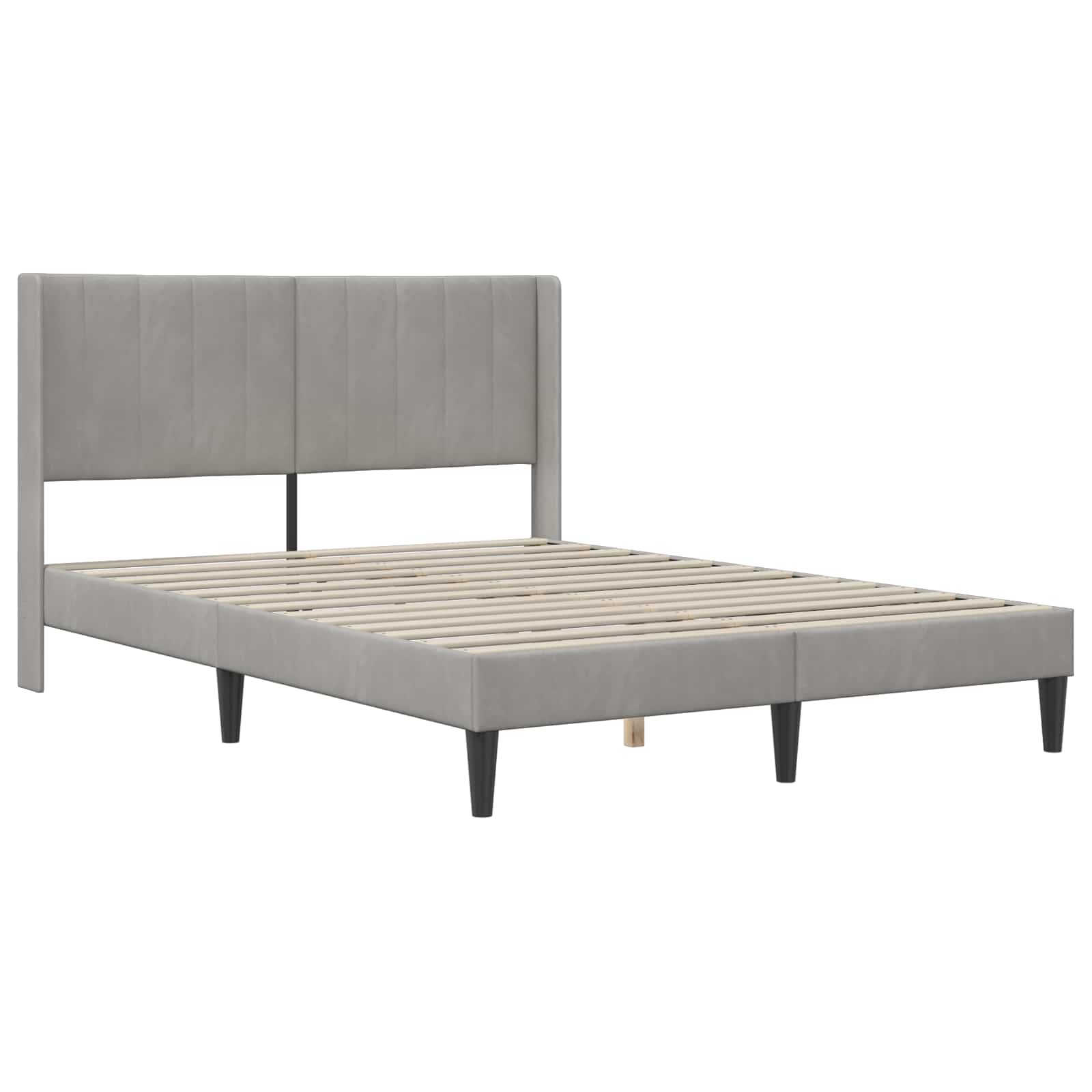Bettgestell mit Matratze mit Kopfteil Hellgrau 80 x 200 cm Samt