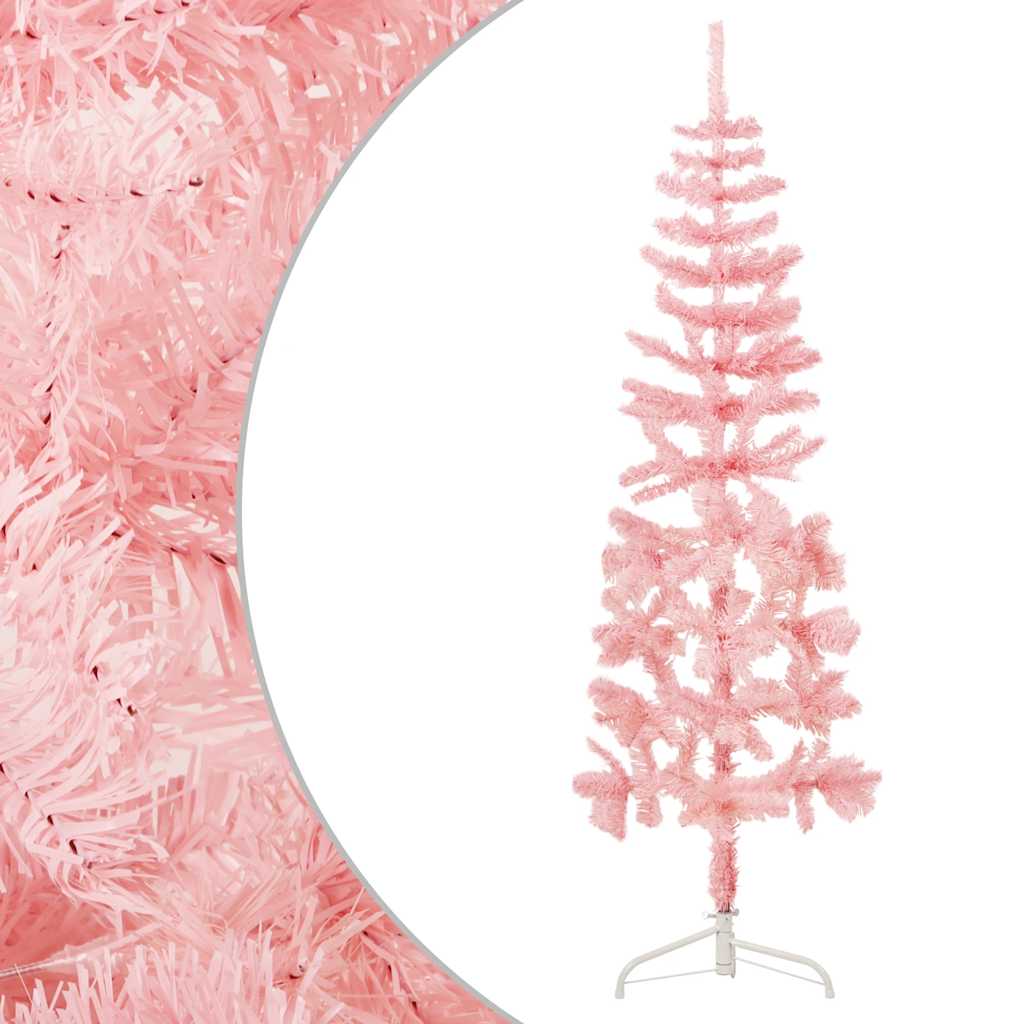 Künstlicher Halb-Weihnachtsbaum mit Ständer Schlank Weiß 180 cm
