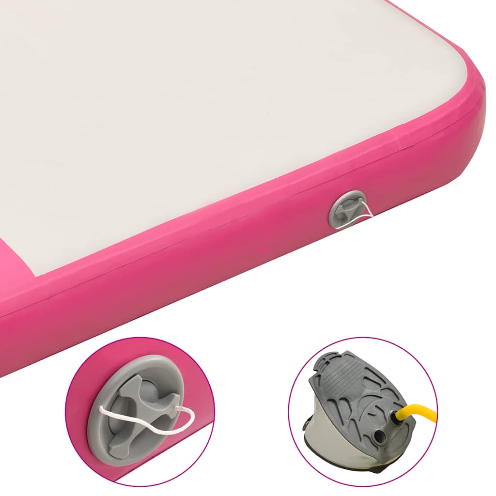 Aufblasbare Gymnastikmatte mit Pumpe 300×100×10 cm PVC Rosa