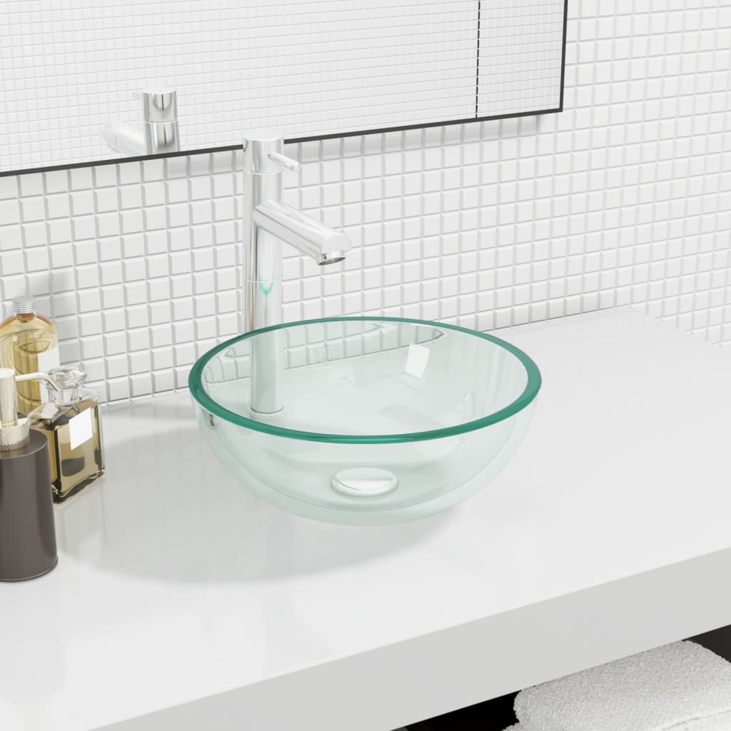 Waschbecken Hartglas 35x12 cm Transparent