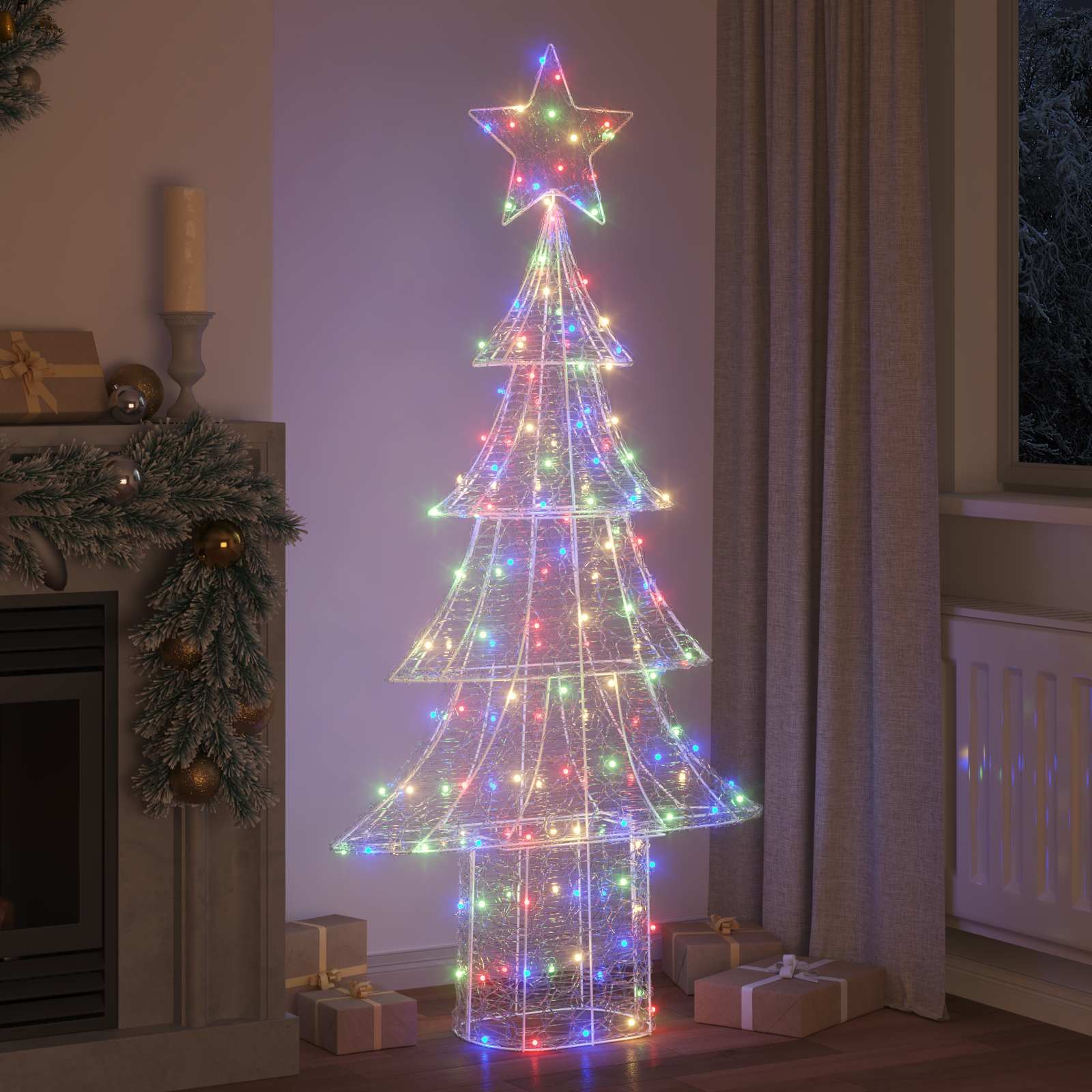 Weihnachtsbaum mit 100 LEDs Warmweiß 120 cm Acryl