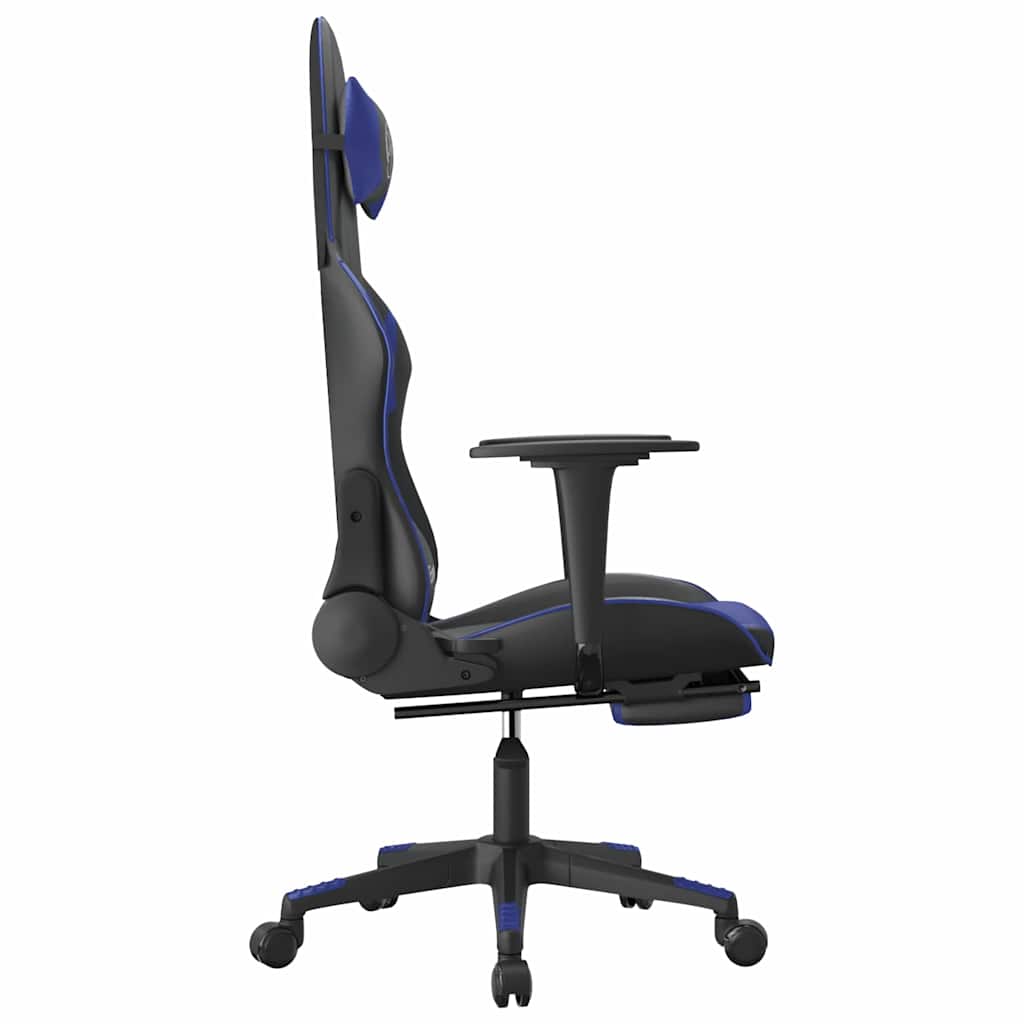 Gaming-Stuhl mit Massagefunktion Schwarz und Blau Kunstleder