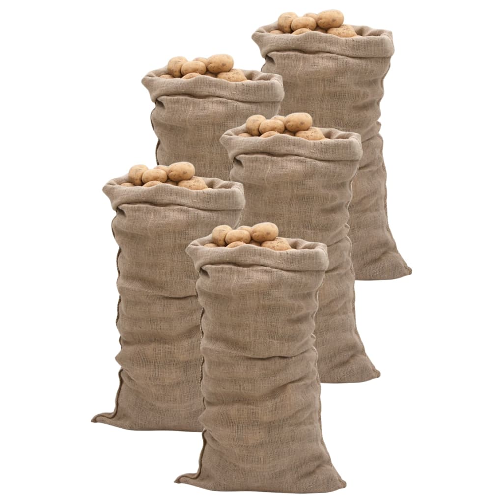 Jutesäcke 5 Stück 60 x 105 cm 100 % Jute 220 g/m²