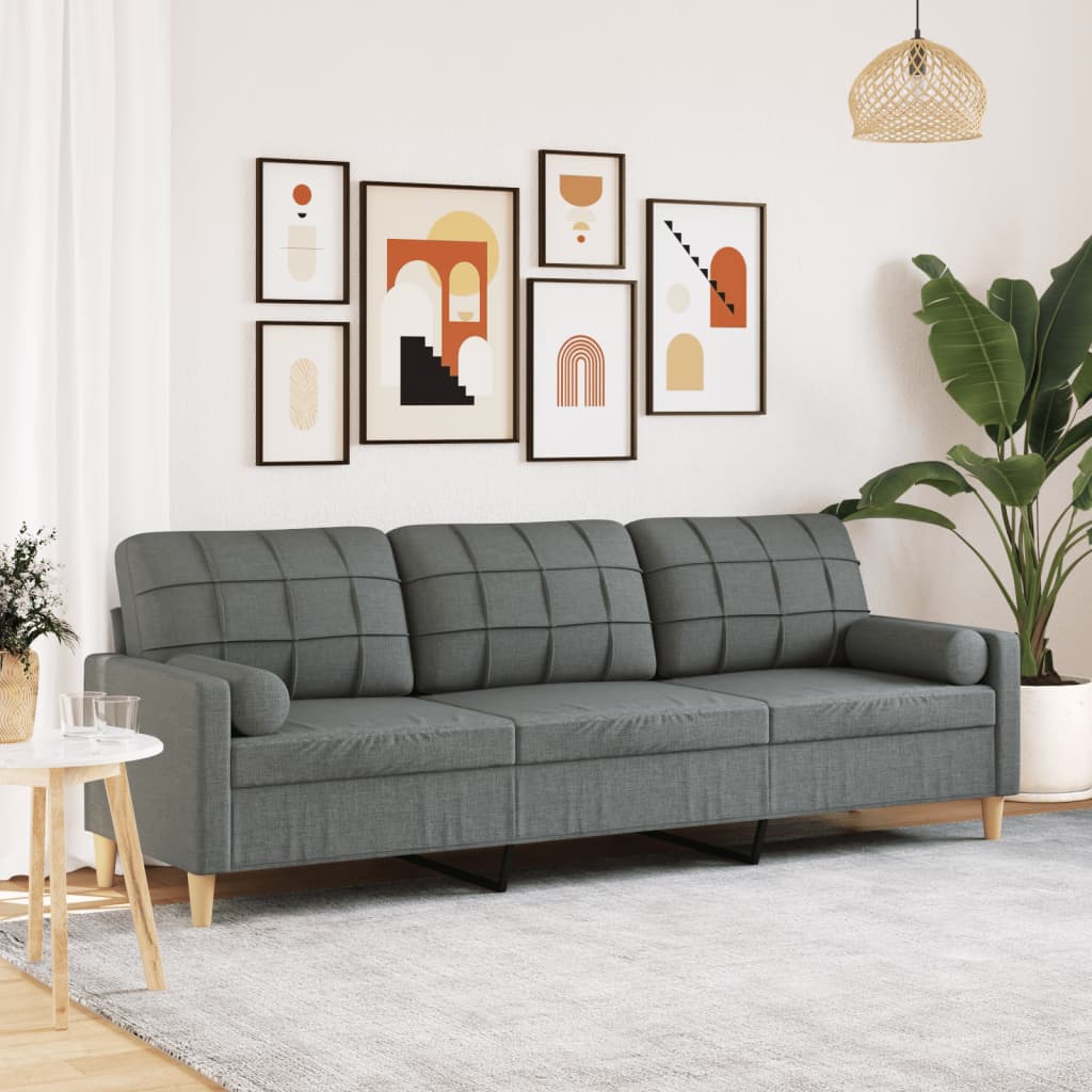 2-Sitzer-Sofa mit Zierkissen Braun 120 cm Stoff