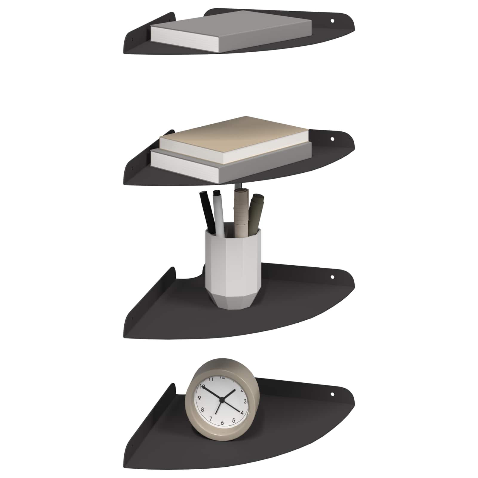 Schwebendes Regal mit Regal 2 pcs Schwarz 15 x 15 x 2 cm