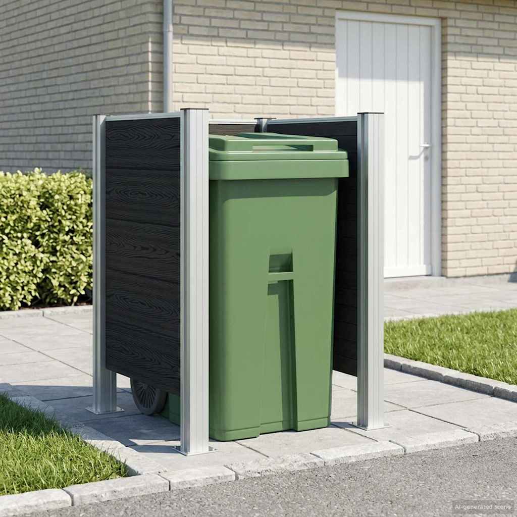 Mülltonnenzaun Braun 161 x 85 x 115 cm Aluminium und WPC