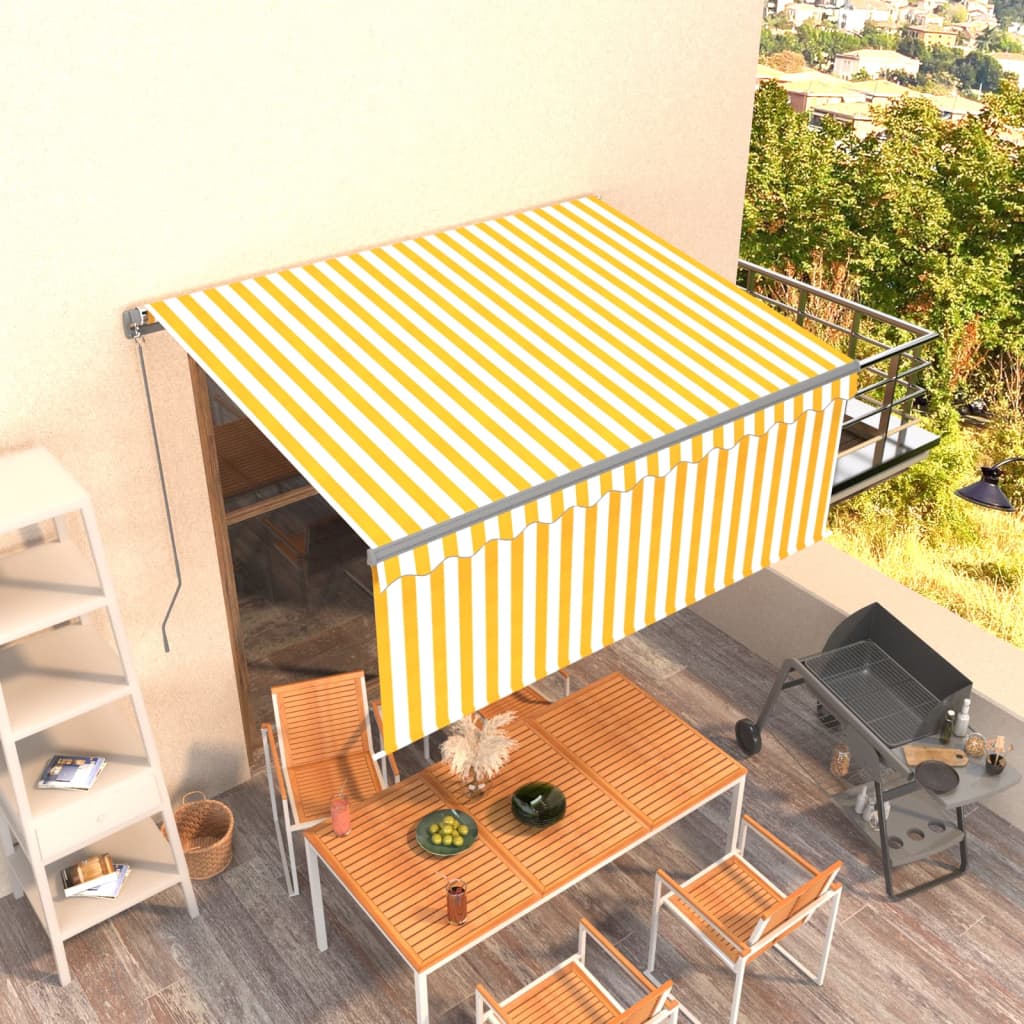 Markise Manuell Einziehbar mit Rollo 3x2,5 m Creme