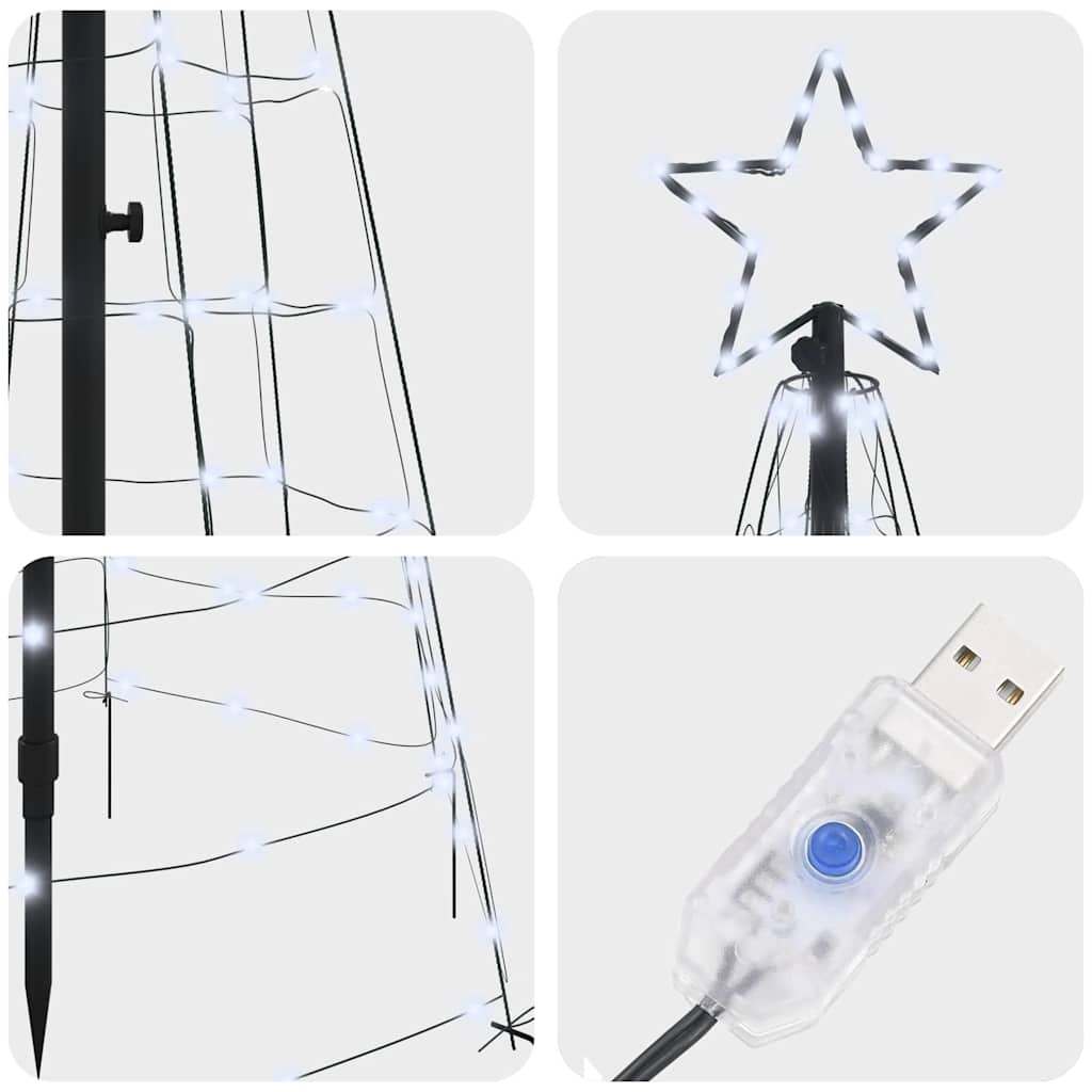 LED-Weihnachtsbaum mit Erdspießen 220 LEDs Warmweiß 180 cm