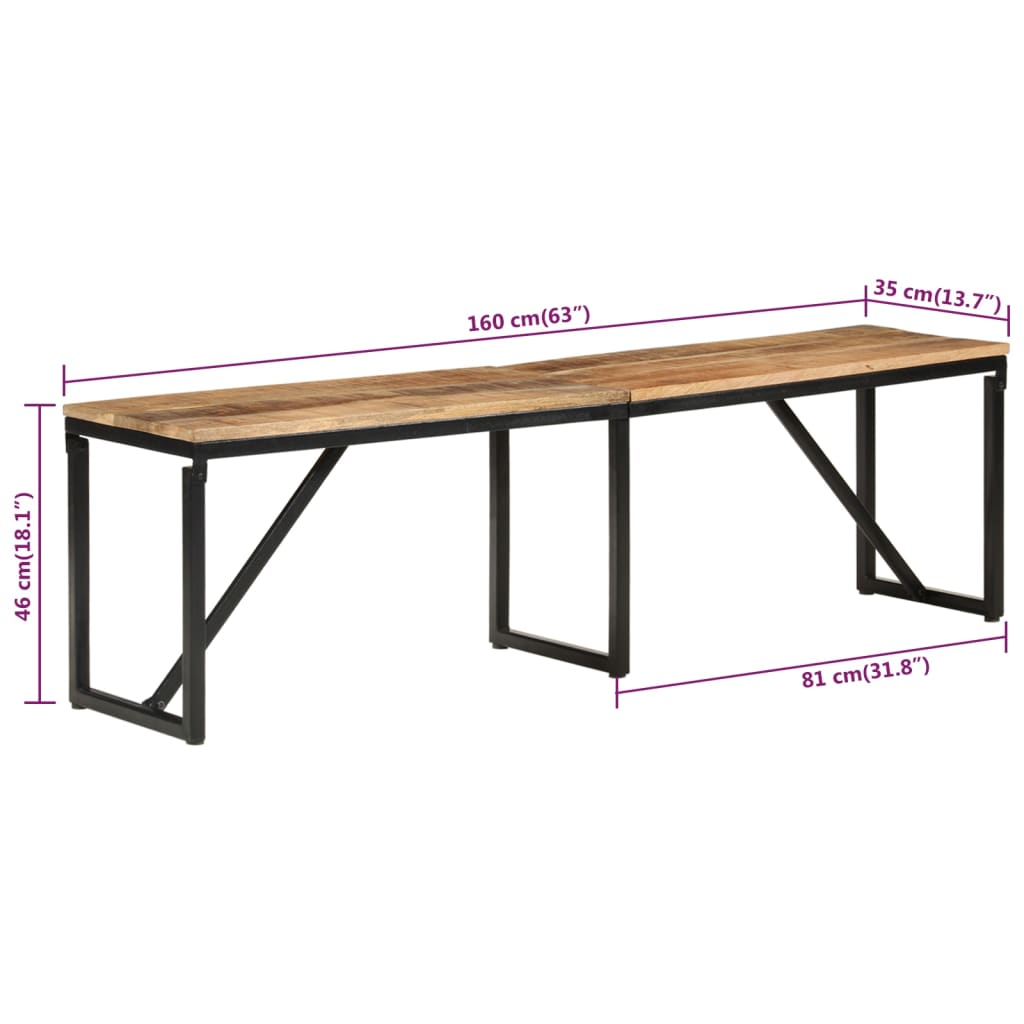 Sitzbank Massivholz 110x35x45 cm