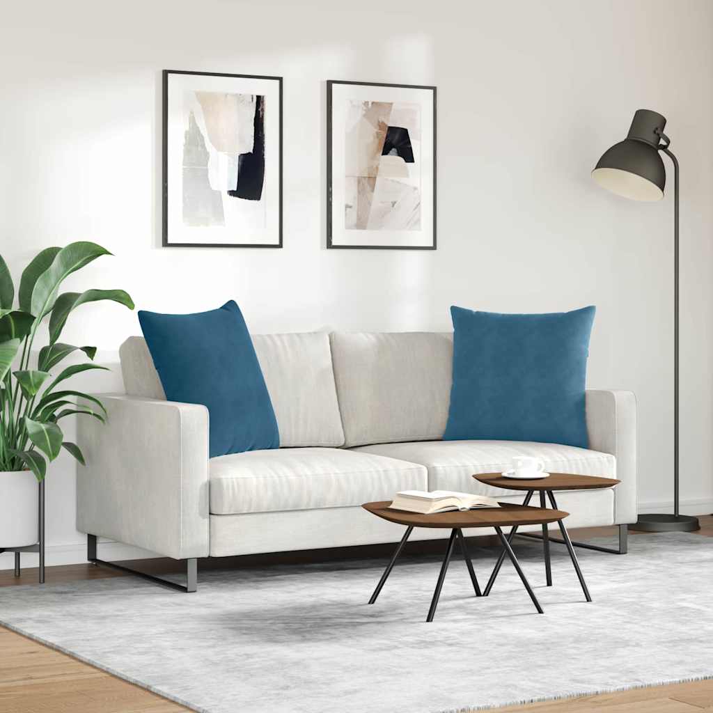 Sofakissen 2 Stück Blau 50 x 30 cm Cordstoff