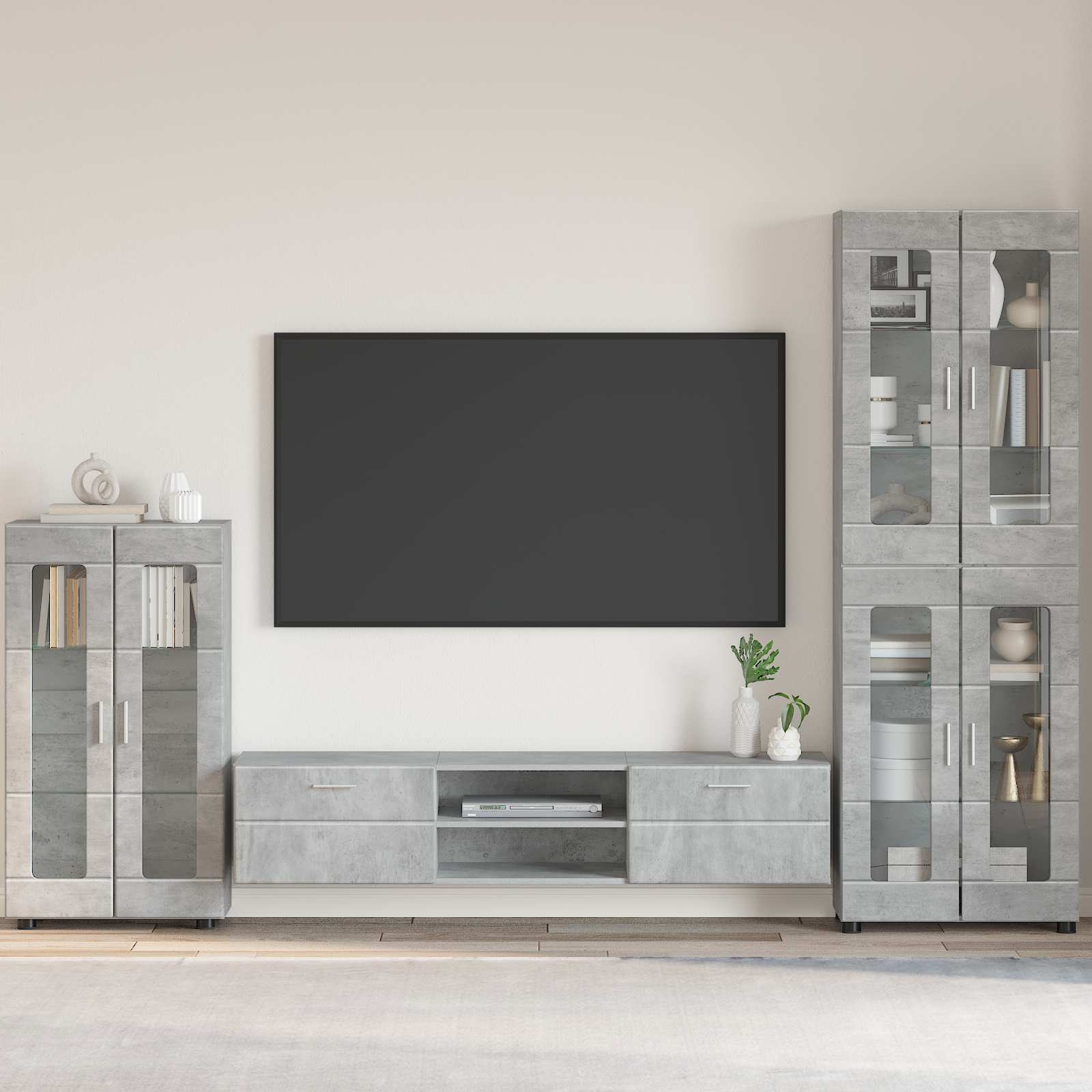 Highboard mit Regal FLORIN Weiß 60 x 35 x 182 cm Holzwerkstoff