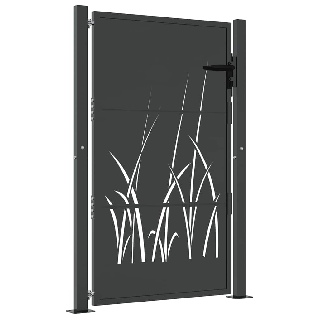 Gartentor Anthrazit 100x75 cm Stahl Gras-Design