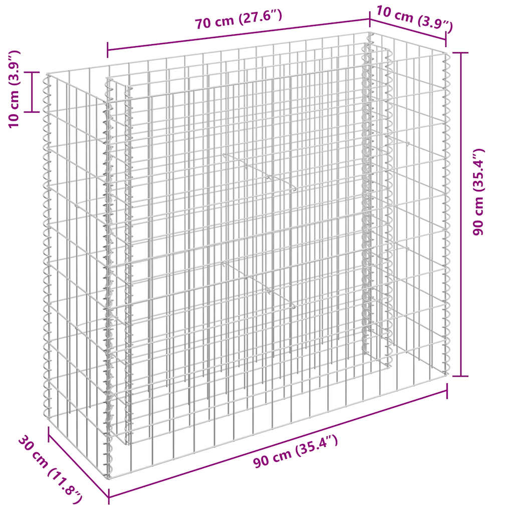Gabionen-Hochbeet Verzinkter Stahl 90x30x10 cm
