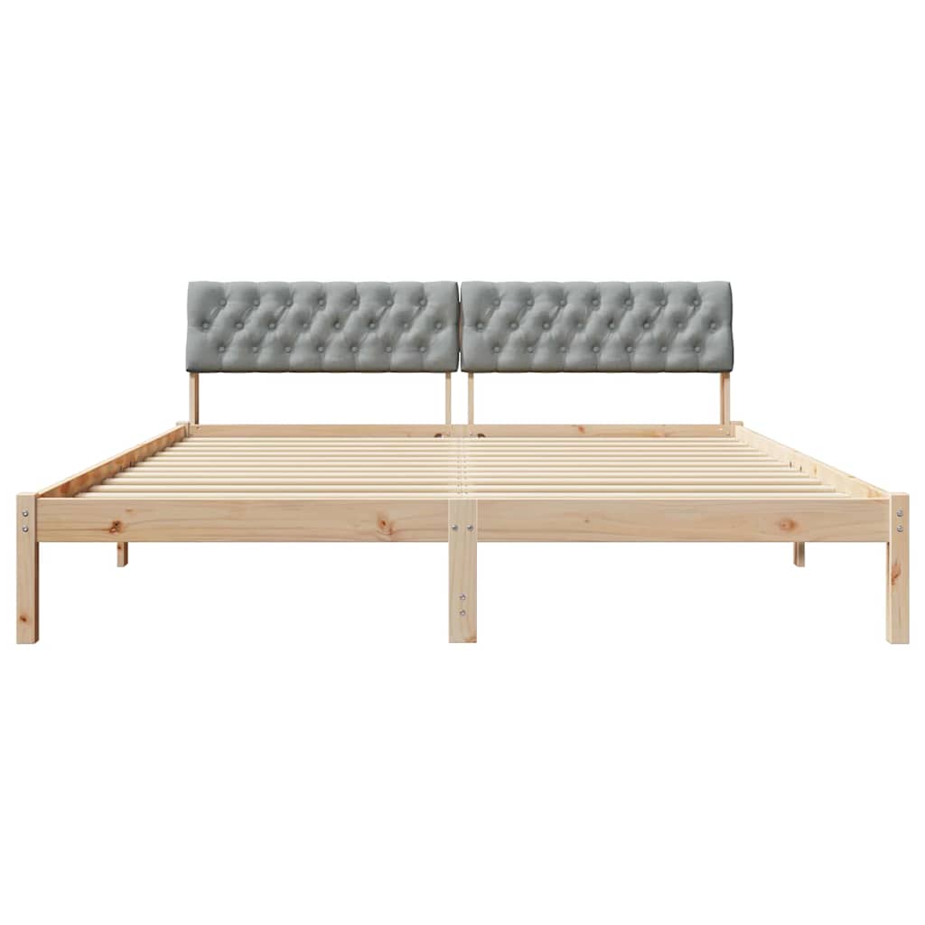 Bettgestell Braun und hellgrau 200 x 200 cm Massivholz Kiefer