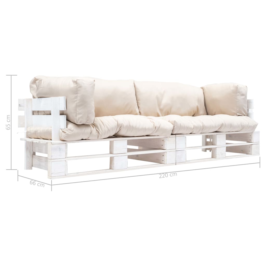 2-tlg. Outdoor-Sofa-Set Paletten mit Kissen in Grau Kiefernholz