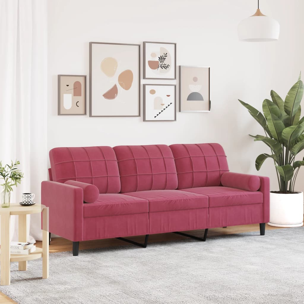 2-Sitzer-Sofa mit Zierkissen Hellgrau 120 cm Samt