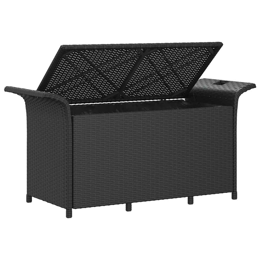 Gartenbank mit Kissen Braun 116x46x57 cm Poly Rattan