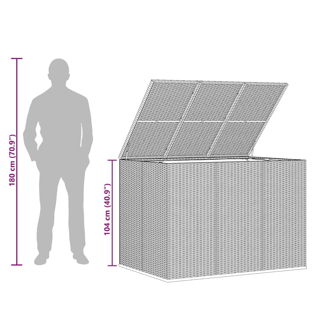 Garten-Kissenbox PE Rattan 100x49x103,5 cm Schwarz