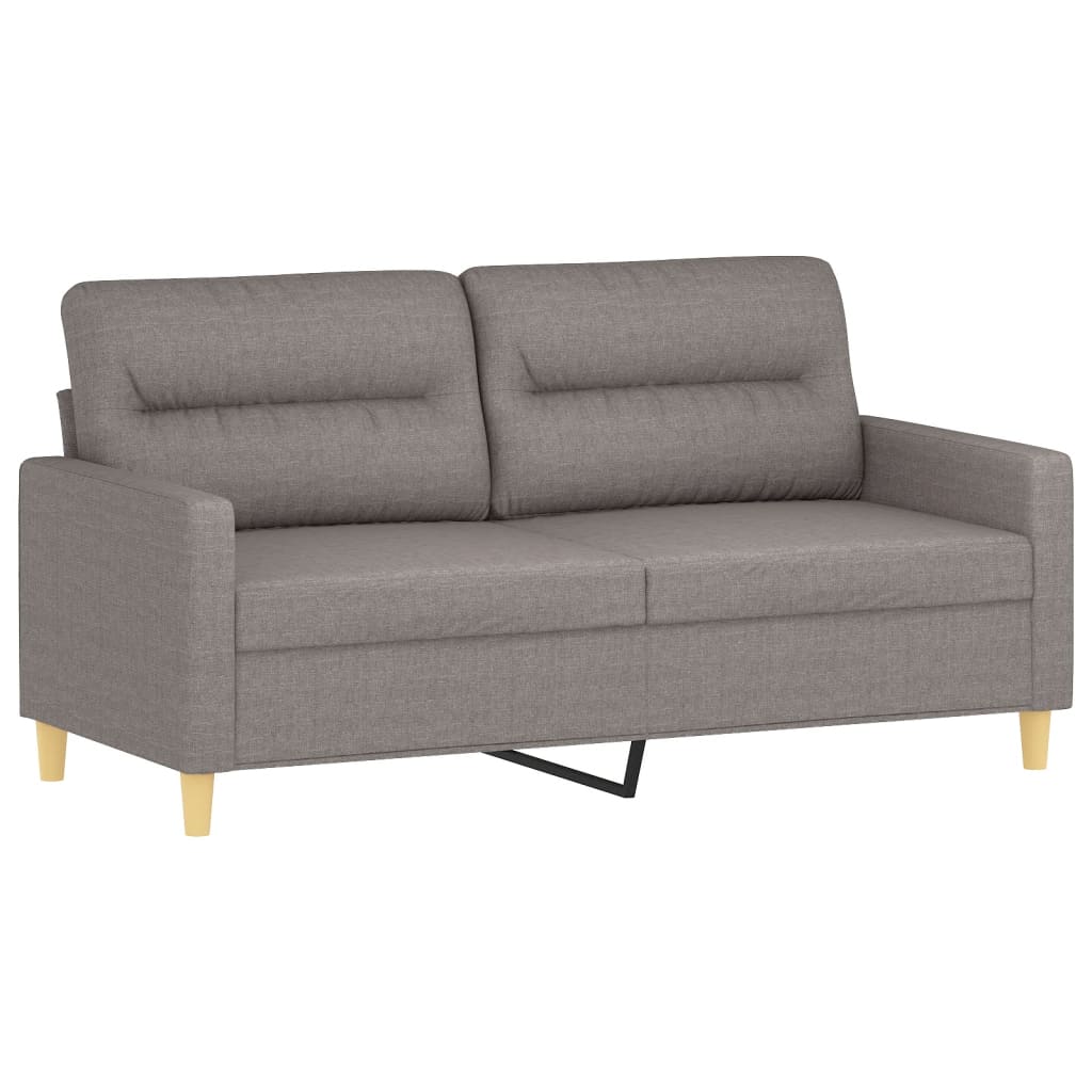 3-tlg. Sofagarnitur mit Kissen Creme Stoff