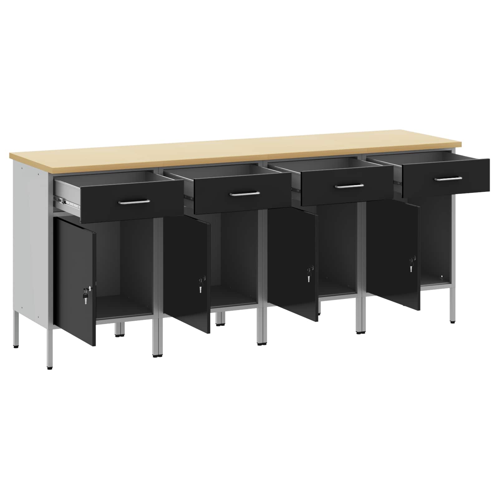 Werkbank mit Schubladen 2 pcs Rot und Grau 100 x 55 x 85 cm